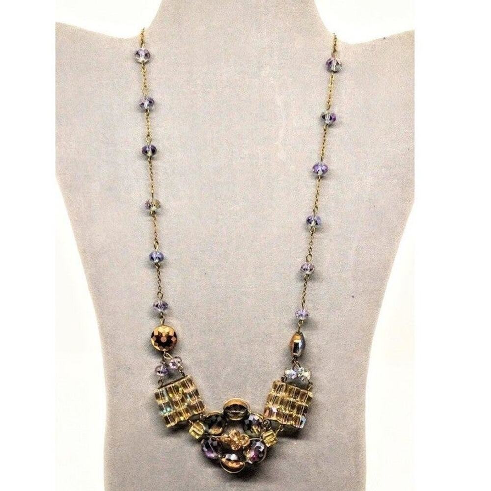 Statement Necklace with Assorted Colors/Shapes Beads Chain Lobster Claw Clasp